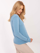 Jasnoniebieski krótki sweter z guzikami 