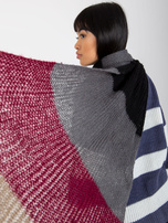 Hurtownia Szaro-bordowy dzianinowy zimowy szal damski