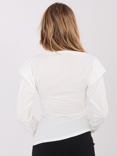 Ecru asymetryczna bluzka z dekoltem w łódkę