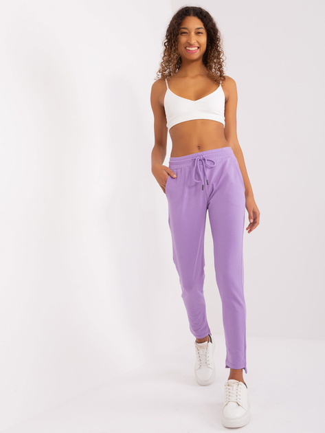 Hurt Jasnofioletowe spodnie basic z gumką w pasie