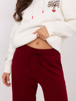 Bordowe spodnie basic z szeroką nogawką