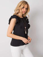 Schwarze Bluse mit Rüschen Macy OCH BELLA.