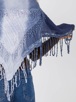 Hurt Niebieska damska muślinowa chusta z warkoczami 