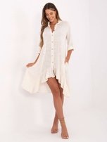 Jasnobeżowa sukienka szmizjerka na lato OCH BELLA