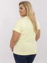 Jasnożółta damska bluzka plus size z krótkim rękawem