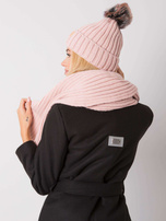 Jasnoróżowy komplet zimowy z czapką i szalikiem Rubby RUE PARIS