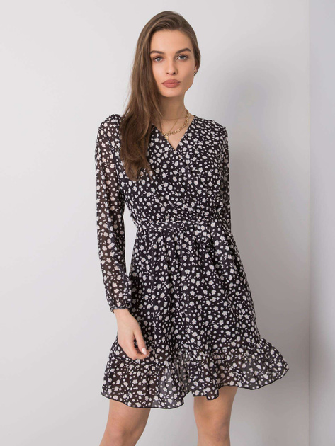 Czarna sukienka z falbaną Eunika OCH BELLA