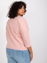 Brudnoróżowa bluzka plus size z okrągłym dekoltem Vickey 