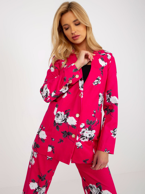 Hurt Fuksjowa elegancka marynarka w kwiaty od garnituru