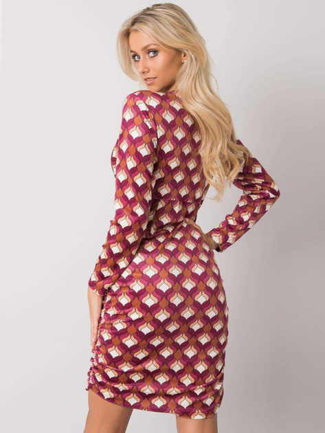 Brudnoróżowa sukienka welurowa we wzory Montilla