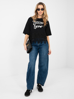 Czarna bawełniana bluzka z napisami 