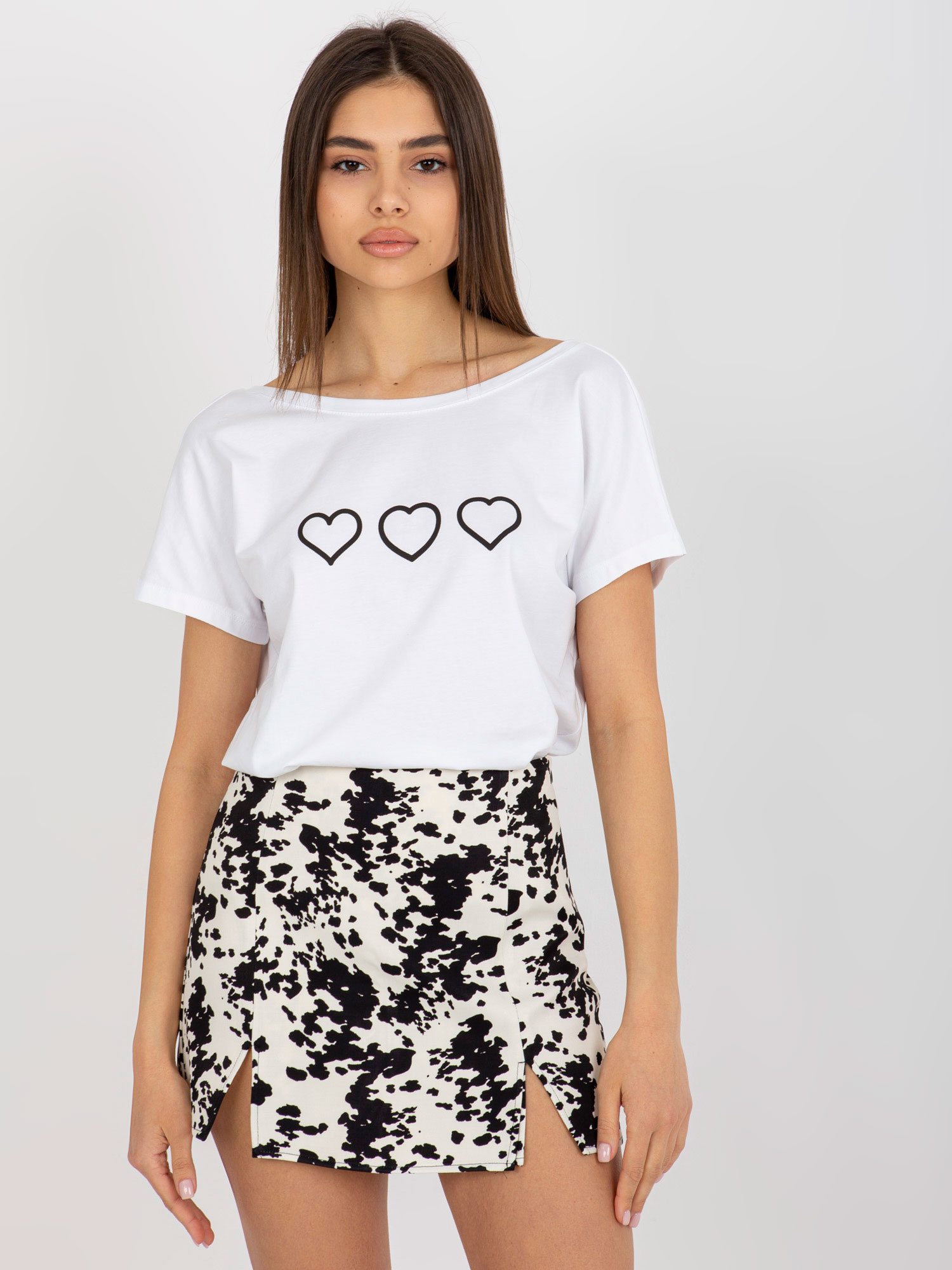 Hurt schwarz-weiße Damen-T-Shirt mit Druck Amor RUE PARIS.