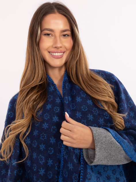 Granatowo-niebieskie damskie ponczo z printem