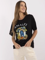 Czarny damski t-shirt z napisem