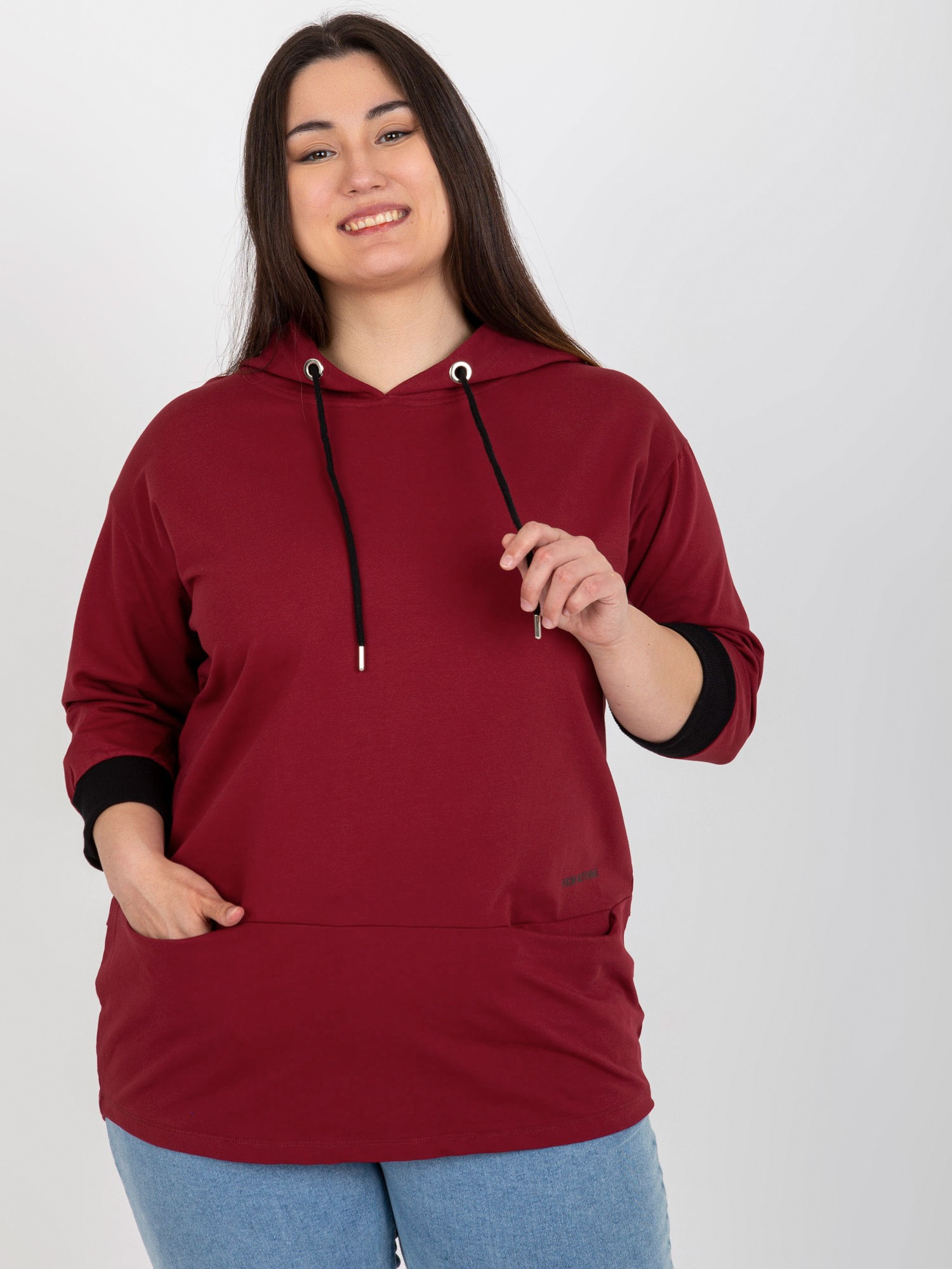Bordowa damska bluza plus size z napisem