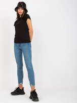 Hurtownia internetowa Czarny gładki t-shirt basic z bawełny 