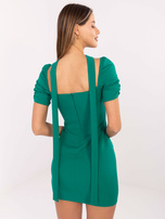 Hurt Zielona mini sukienka koktajlowa z marszczonym rękawem