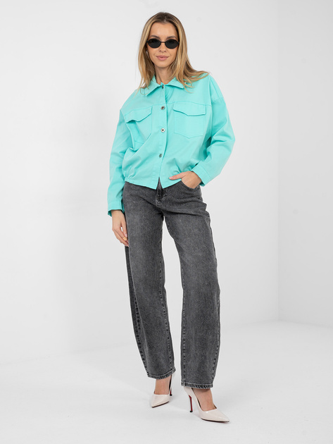 Turkusowa koszula oversize z kieszeniami RUE PARIS