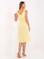 Jasnożółta sukienka z wiązaniami na ramiączkach RUE PARIS 