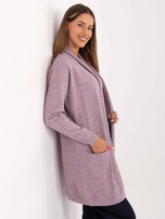 Ciemnoróżowy damski kardigan bez zapięcia