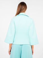 Miętowy krótki płaszcz z piankowego materiału 