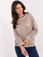 Hurtownia Ciemnobeżowa bluza z okrągłym dekoltem