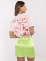 Fluo zielona marszczona spódnica satynowa RUE PARIS