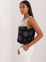 Hurtownia Czarno-niebieski damski top z wiskozy 