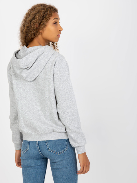 Hurtownia Szara melanżowa rozpinana bluza basic z kapturem