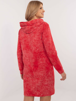 Hurtownia Czerwona dresowa sukienka z nadrukiem