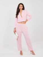 Pastelowy różowy dresowy komplet z marynarką RUE PARIS 
