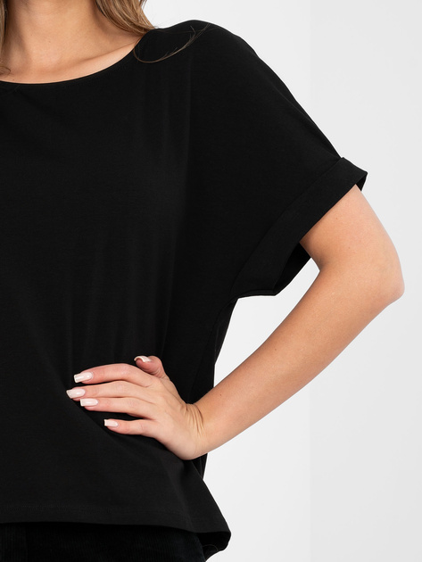 Czarna damska bluzka basic z bawełny RUE PARIS