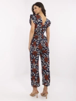 Granatowy kombinezon z falbankami przy rękawach