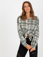 Hurtownia Beżowa koszula damska w kratę