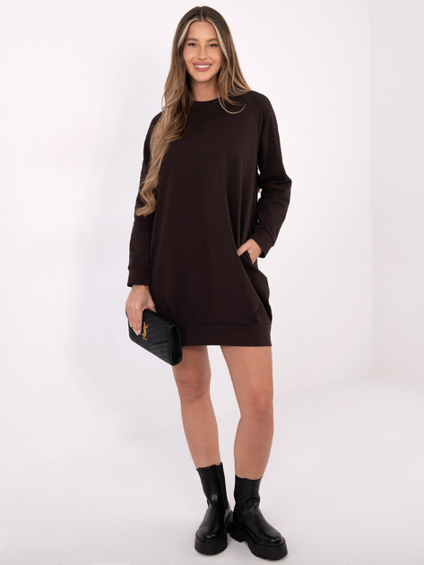 Czekoladowa dresowa sukienka z bawełny BASIC FEEL GOOD