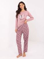 Jasnoróżowy dwuczęściowa piżama z bawełny  
