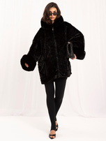 Black women's fur coat with eye-catching sleeves.