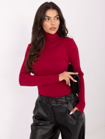 Bordowa prążkowana bluzka basic RUE PARIS