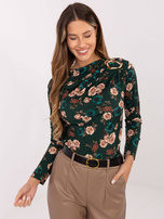 Ciemnozielona bluzka z ozdobnym detalem RUE PARIS 