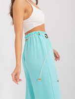 Hurtownia Miętowe materiałowe spodnie na lato