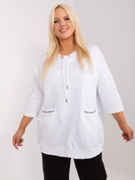 Hurt Biała casualowa bluzka plus size z bawełny 