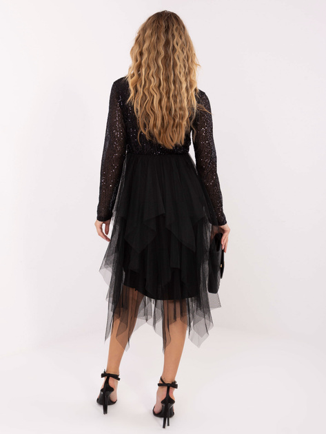 Czarna wieczorowa sukienka z cekinową górą