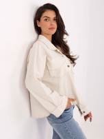 Jasnobeżowa jeansowa kurtka z kołnierzykiem RUE PARIS