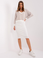 Hurt Beżowo-ecru komplet casualowy basic z luźną bluzką