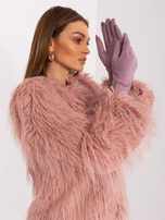 Hurt Fioletowe rękawiczki ze wstawkami z ekoskóry