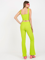 Limonkowy komplet casualowy ze spodniami z wysokim stanem