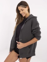 Grafitowa dresowa bluza basic z kapturem