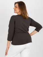 Hurtownia Khaki bluzka plus size z aplikacją i nadrukiem