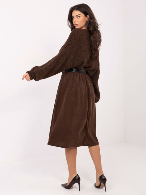 Brązowa spódnica o prążkowanej fakturze RUE PARIS