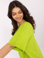 Hurt Limonkowy sweter oversize z dodatkiem wiskozy